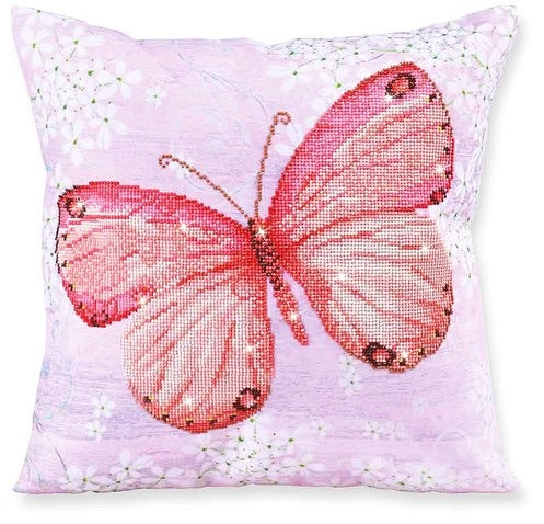 Butterfly Apricot / Pink Cushion