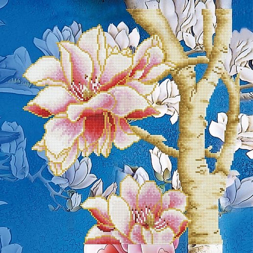 Magnolias on blue 2 Cushion